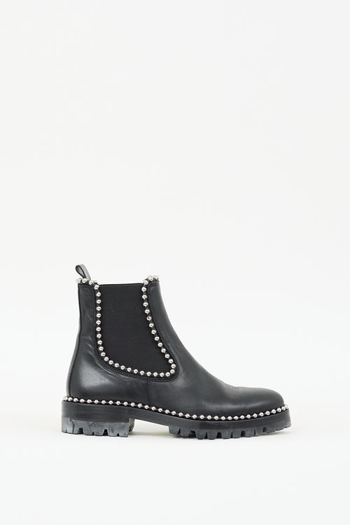 Alexander Wang Black & Silver Leather Studded Spencer  Boot