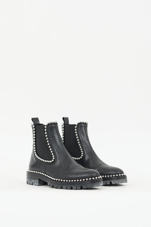 Alexander Wang Black & Silver Leather Studded Spencer  Boot