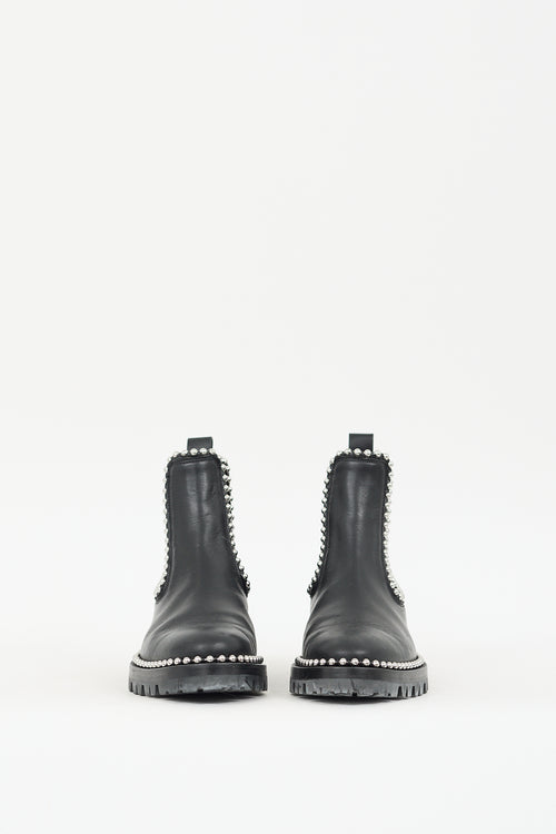 Alexander Wang Black & Silver Leather Studded Spencer  Boot