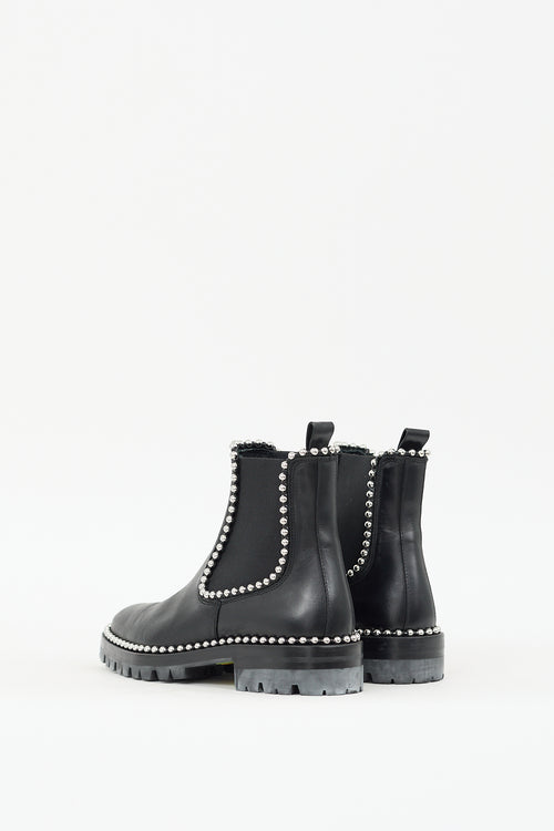 Alexander Wang Black & Silver Leather Studded Spencer  Boot