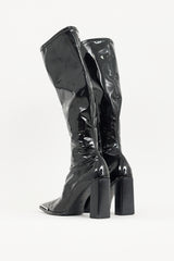 Alexander Wang Black Vinyl Mascha Knee High Boot