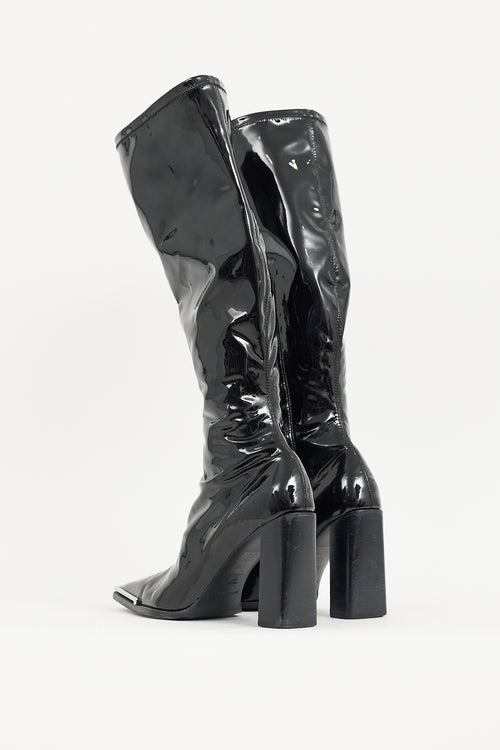 Alexander Wang Black Vinyl Mascha Knee High Boot