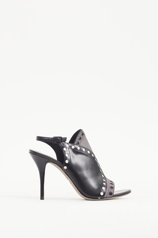 Alexander Wang Black & White Dotted Leather Natalya Heel