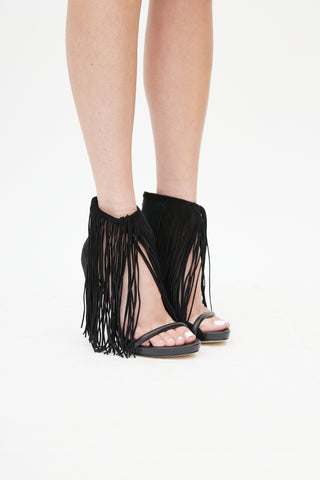 Alexander Wang Black Suede Fringe D'Orsay Heel