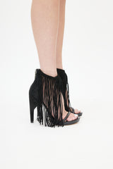 Alexander Wang Black Suede Fringe D'Orsay Heel