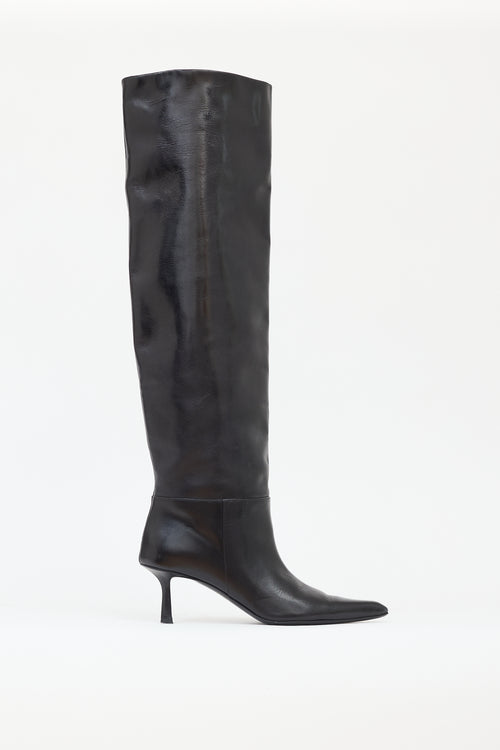 Alexander Wang Black Leather Viola 65 Slouch Boot