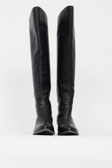 Black Leather Rose Gold Riding Boot Alexander Wang