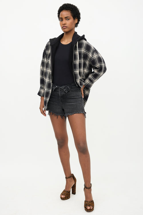 Alexander Wang Denim Bite Foldover Shorts