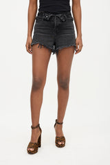 Alexander Wang Denim Bite Foldover Shorts