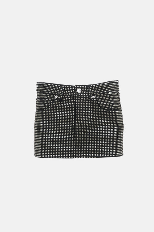 Alexander Wang Denim Embellished Mini Skirt
