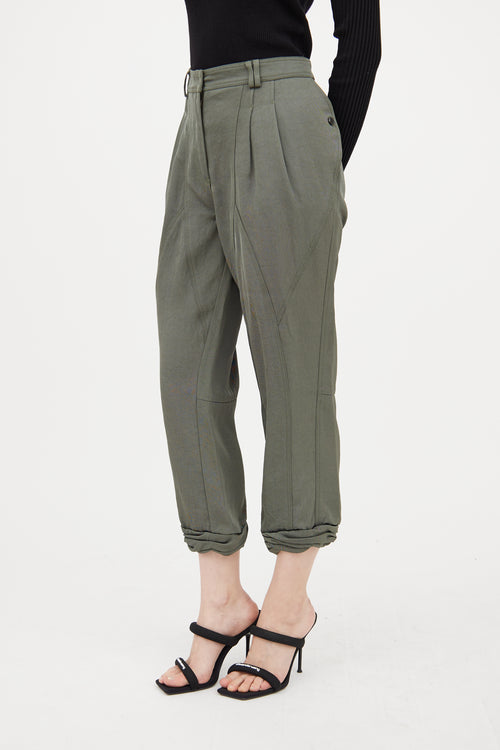 Alexander Wang Green Cropped Pleated Trouser