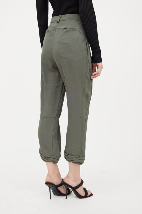 Alexander Wang Green Cropped Pleated Trouser