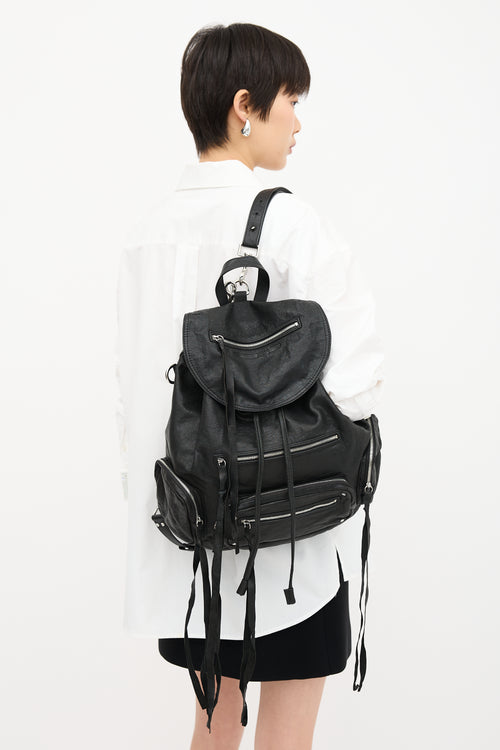 McQ Leather Drawstring Backpack