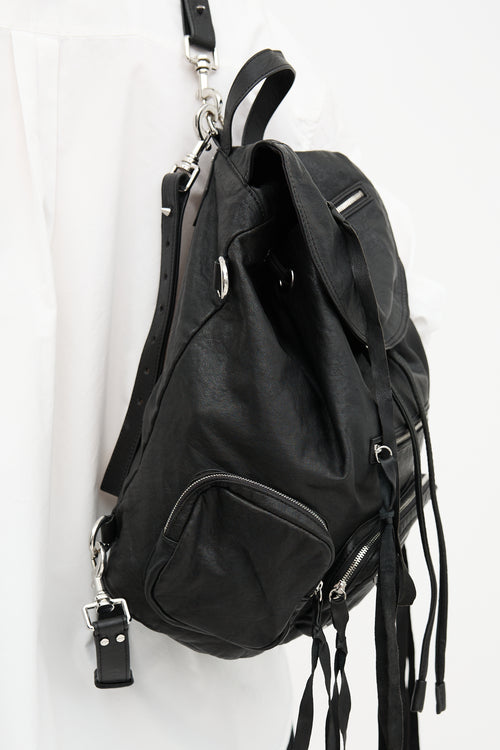 McQ Leather Drawstring Backpack