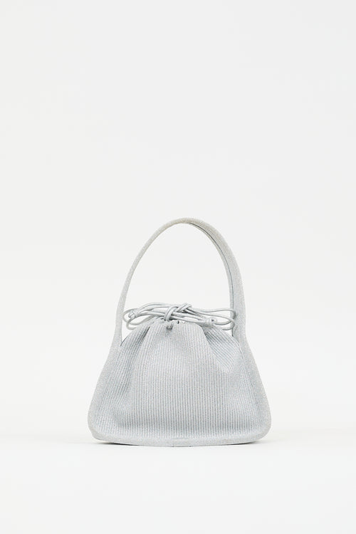 Alexander Wang Silver Metallic Ribbed Small Ryan Bag