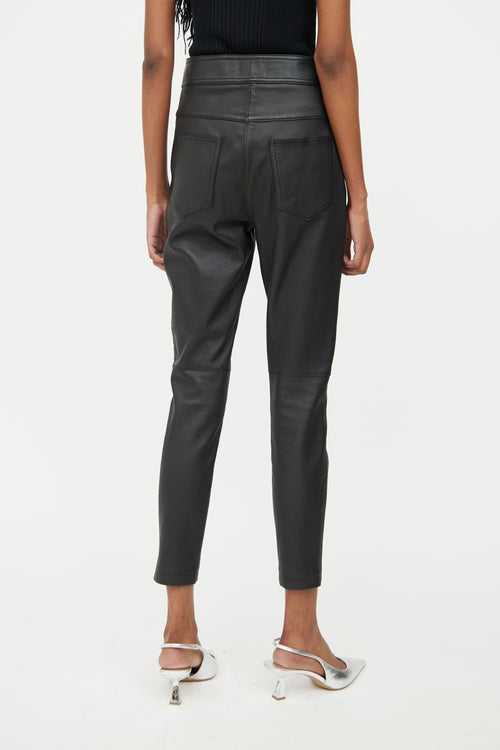 Alexander Wang Black Leather Studded Slim Trouser