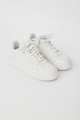 Alexander Wang White Leather Logo Embossed Sneaker