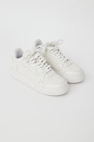 Alexander Wang White Leather Logo Embossed Sneaker