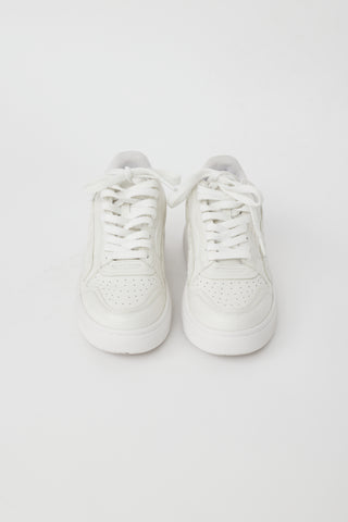 Alexander Wang White Leather Logo Embossed Sneaker