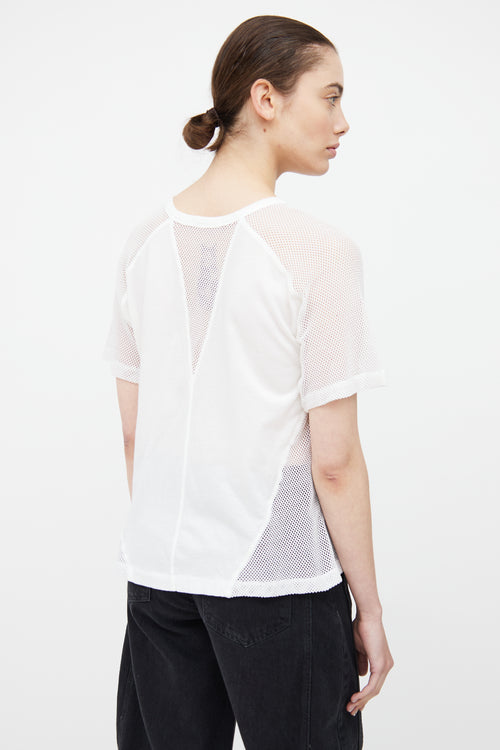 T by Alexander Wang White Cotton Mesh Panel Top