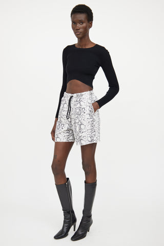 Alexander Wang White Print Drawstring Short