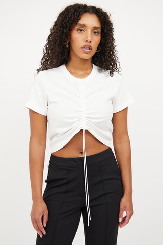 T by Alexander Wang White Ruched Crop Top