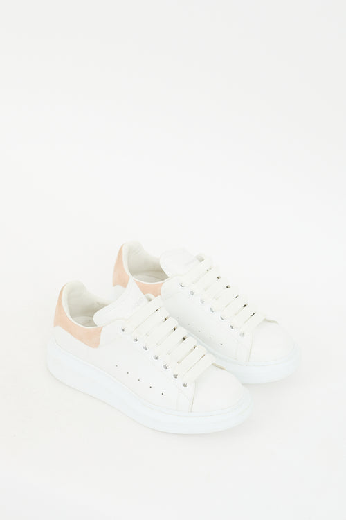 White & Beige Leather Oversized Sneaker