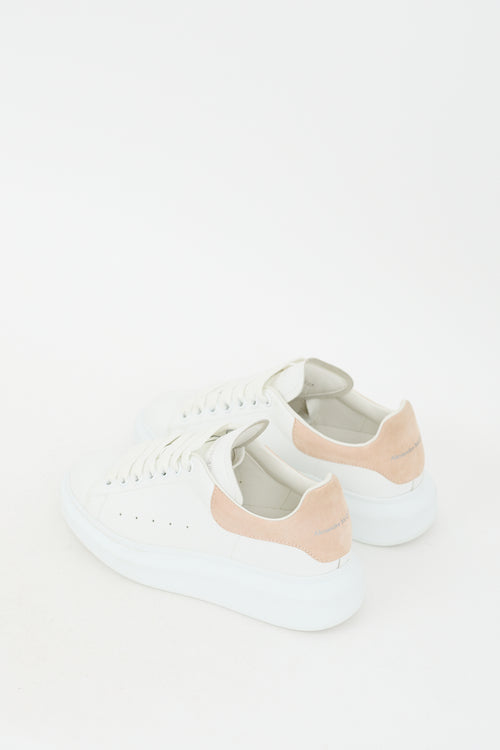 White & Beige Leather Oversized Sneaker