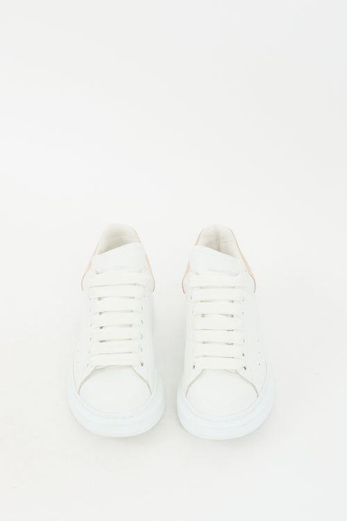 White & Beige Leather Oversized Sneaker