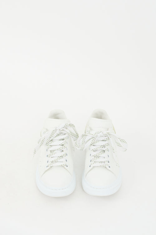 White & Green Leather Oversized Sneaker