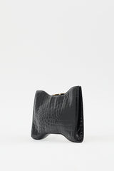 Alexander McQueen Black Embossed Leather Squeeze Clutch