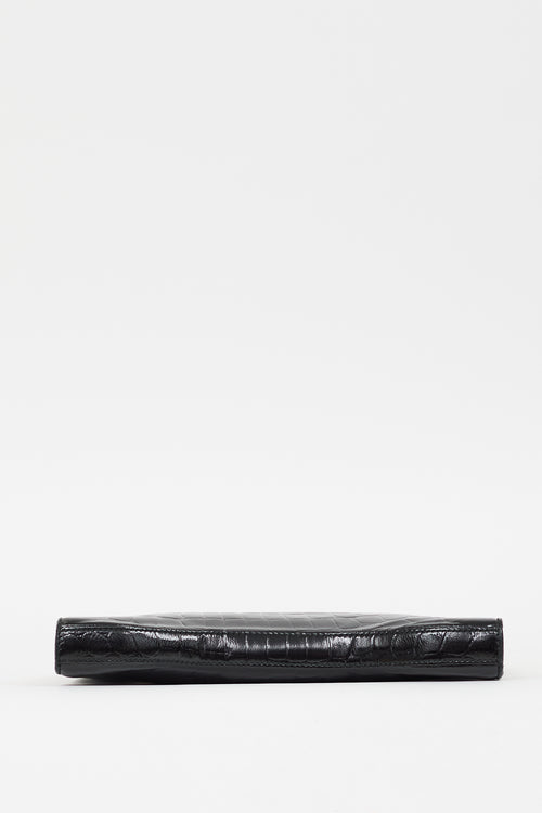 Alexander McQueen Black Embossed Leather Squeeze Clutch