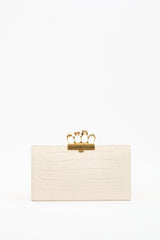 Alexander McQueen Cream Leather Four Ring Skull Clutch