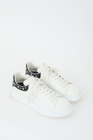 Alexander McQueen White & Black Leather Studded Oversized Sneaker