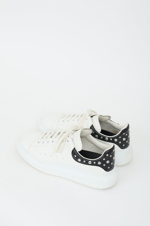 Alexander McQueen White & Black Leather Studded Oversized Sneaker