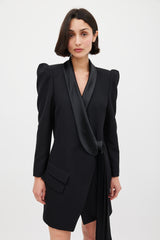 Alexandre Vauthier Black Wool & Satin Puff Sleeve Blazer