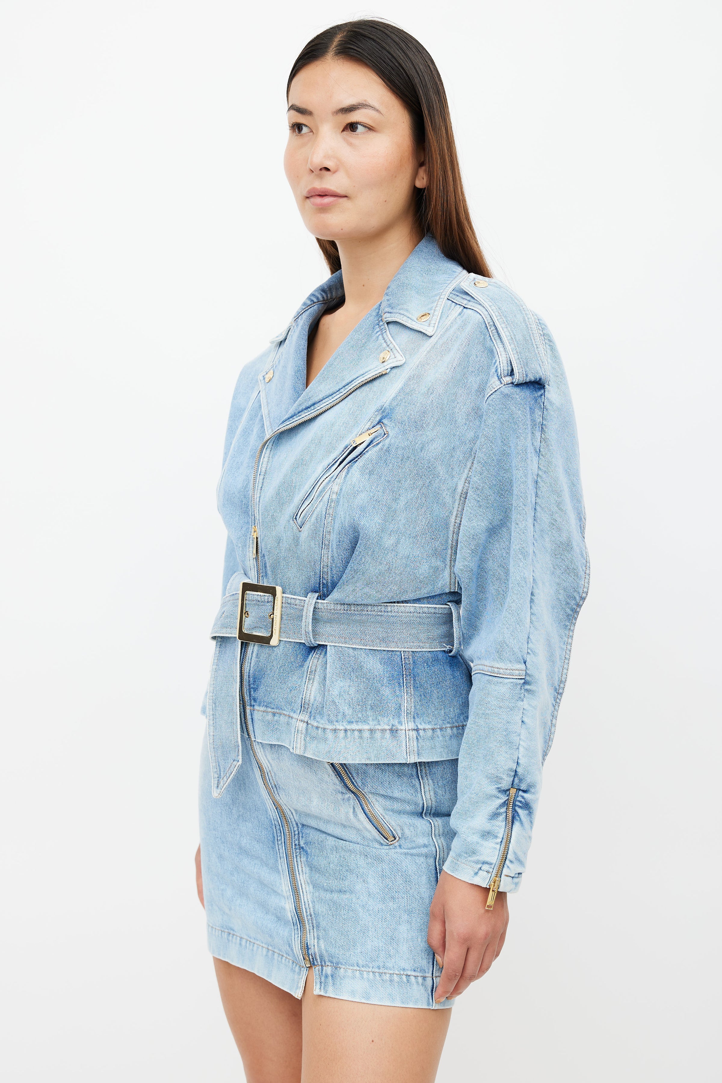 alexandre vauthier denim dress Alexandre Vauthier, Asymmetric zipped denim minidress, Women, Blue, US 2, Dresses, Cotton