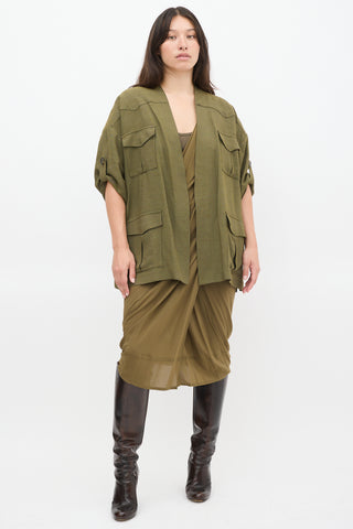 Alexandre Vauthier Green Belted Cargo Jacket