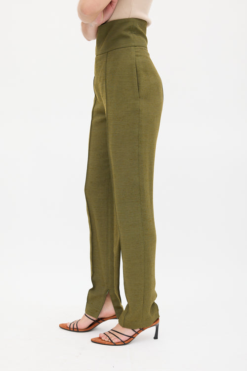 Alexandre Vauthier Green High Waisted Pintuck Skinny Trouser