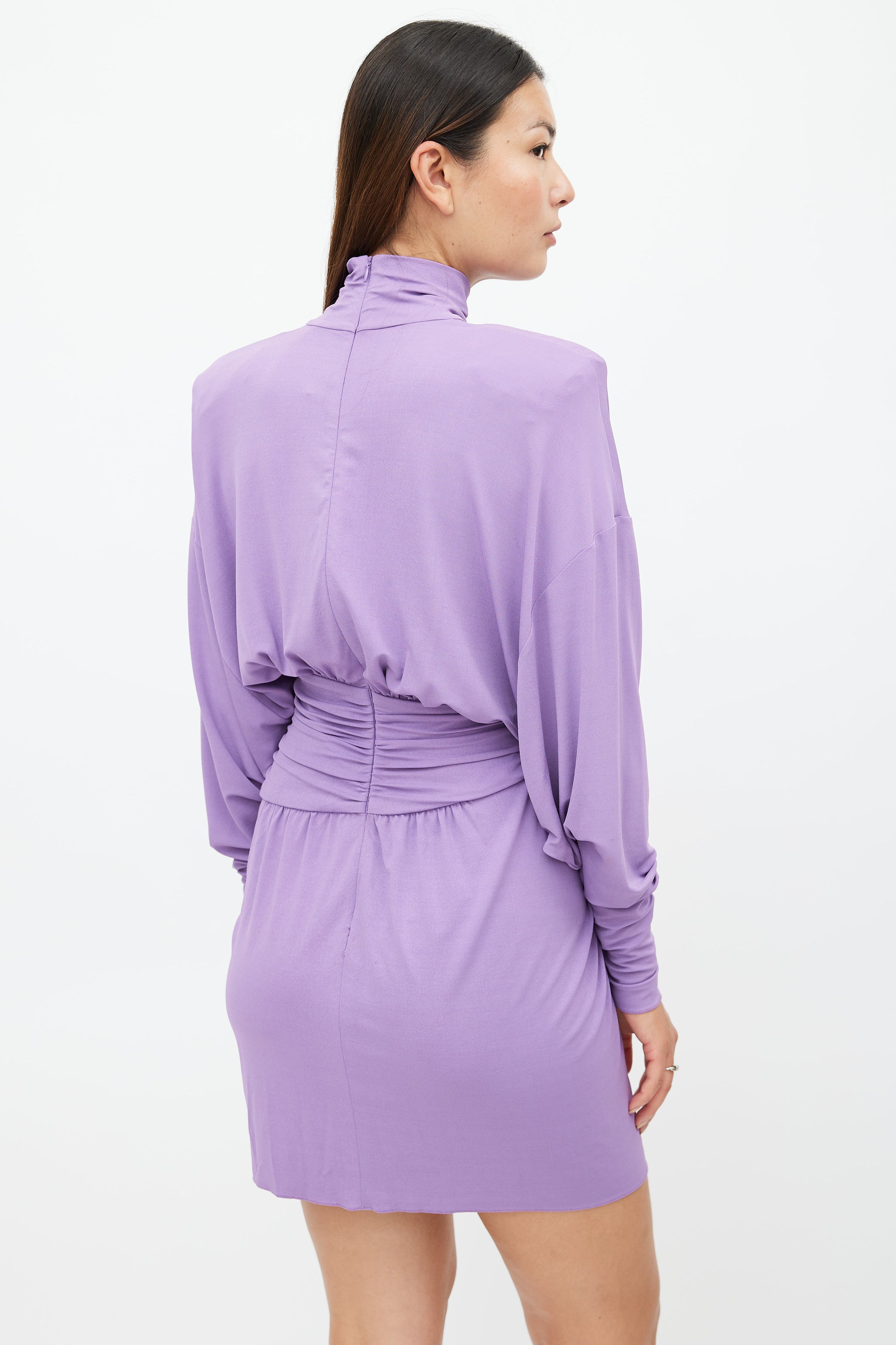 alexandre vauthier purple dress V-Neck Midi Length Dress