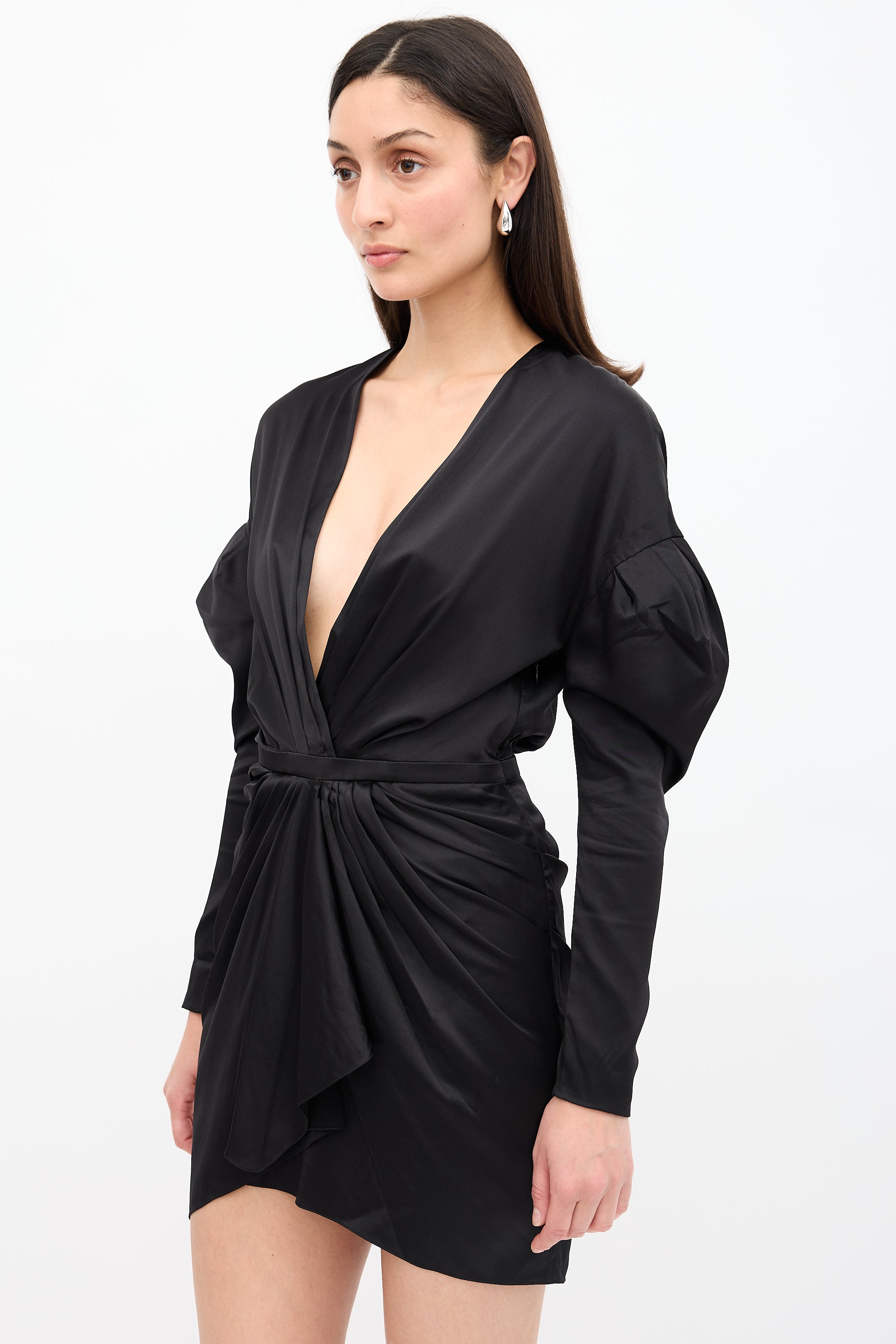 alexandre vauthier silk dress Silk Chiffon Ruffled Knee Length Dress