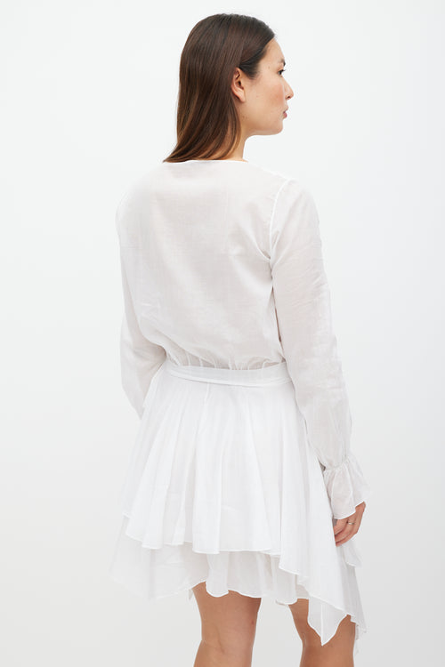 Alexandre Vauthier White Belted Ruffled Dress