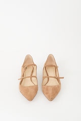 Alexandre Birman Brown Suede Double Buckle Flat