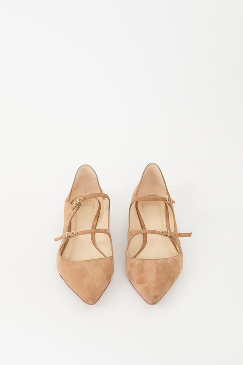 Alexandre Birman Brown Suede Double Buckle Flat