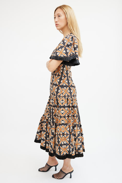 Alexis Black & Orange Floral Tiered Maxi Dress