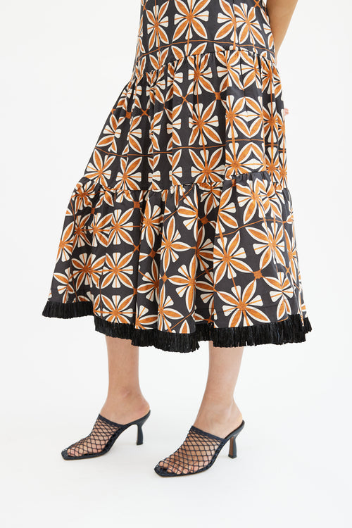 Alexis Black & Orange Floral Tiered Maxi Dress