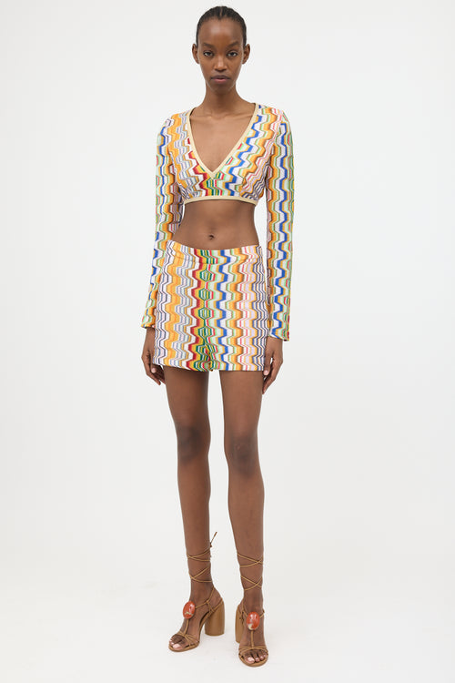 Alexis Cropped Knit Geometric Top