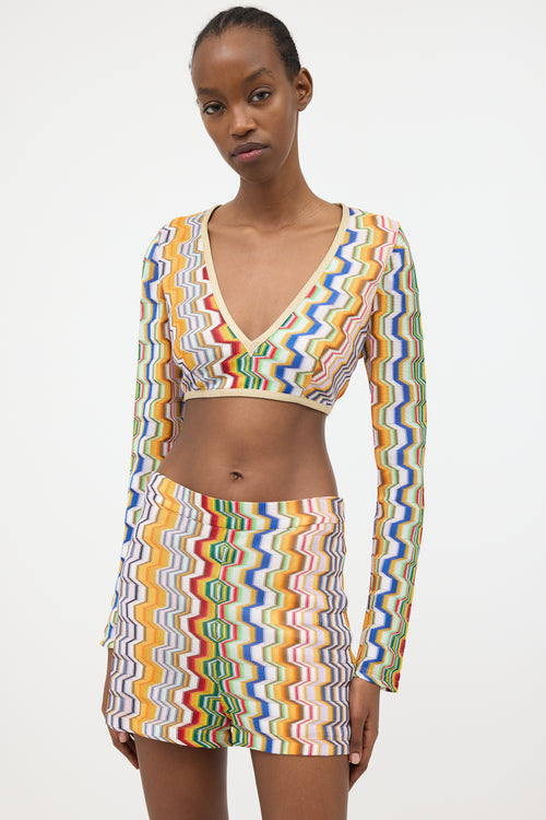 Alexis Cropped Knit Geometric Top