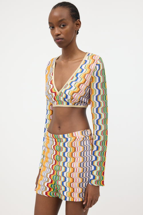 Alexis Cropped Knit Geometric Top