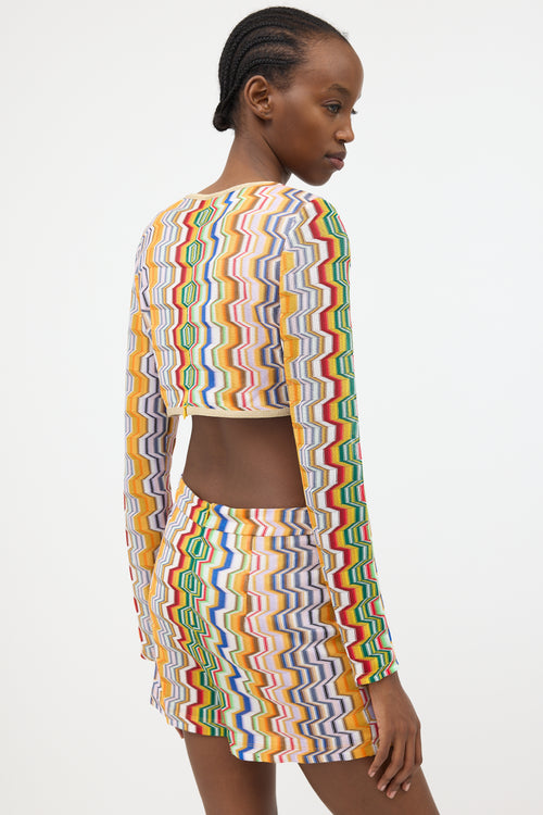Alexis Cropped Knit Geometric Top